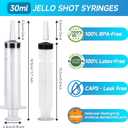 100 Pack Syringes with Tip Cap, 30ml Liquid Syringe BPA-Free Suringes, Washable,Durable, Party Nurses, Halloween, Thanksgiving day, Christmas