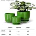 Ton Sin Ceramic Plant Pots,4"+5"+6" Inch,Green Flower Pots with Drainage Holes and Tray,Indoor Planters for Plants Pots,Home Office Decoration GIF for Plants,Succulent Pot Set of 3