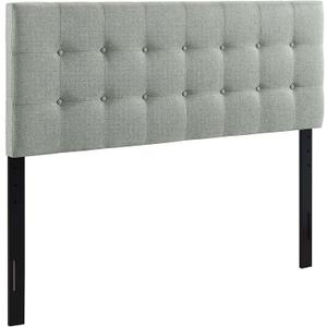Modway Emily Tufted Button Linen Fabric Upholstered Queen Headboard in Gray
