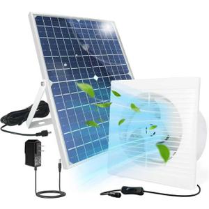 Solar Exhaust Fan, 25W Waterproof Solar Panel 8 Inch Ventilation Vent Fan for Greenhouse,Chicken Coop,Shed, Garage, Attic, Barn, Workshop Outside,14.8ft Cable