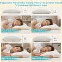 16x22 Kid Pillow with 100% Organic Cotton Pillowcase and Shell - Adjustable Youth Pillow Meets the Growth Need of Kids at Different Ages, Soft Non Toxic Pearl Filling, Machine Washable, Travel&School