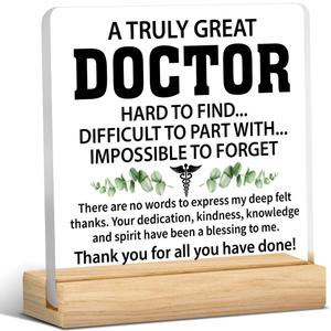 Doctor Gift Appreciation Thank You Gifts Clear Acrylic Sign Doctor's Day Birthday Retirement Gift for Doctors Decor for Home Hospital Office Table Shelf