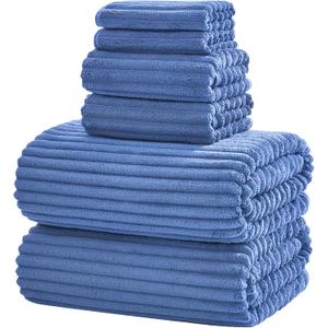 6-Piece Bath Towel Set(30"x60"), 2 Large Bath Towel Sheets, 2 Hand Towels and 2 Washcloths - Highly Absorbent Quick Dry Microfiber,Ultra Soft Towel Set for Bathroom (Blue)