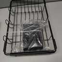 Dish Drying Rack in Sink - Expandable Stainless Steel Dish Rack Over The Sink, Kitchen Sink Drain Strainer with Cutlery Holder & Cup Holders, 15.4 x 9.8 x 3.0 Inch, Black