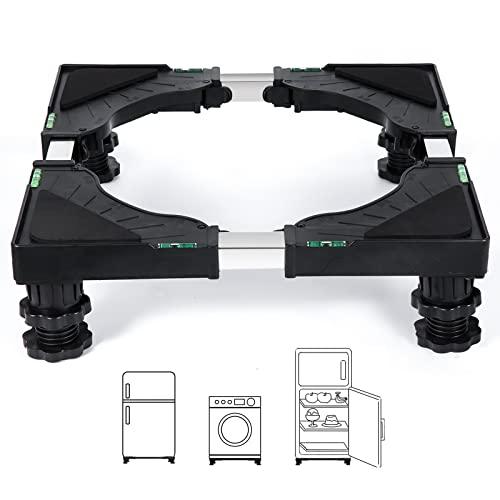 Nefish Mini Fridge Stand Universal Raised Base Adjustable Refrigerator Stands with 4 Strong Feet Washing Machine Pedestal Multi-Functional Bases for Dryer (Black)