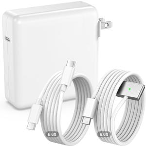 100W Charger for MacBook Pro 14 16 inch MacBook Air 13 15 inch 2025 2024 2023 2022 2021 M4 M3 M2 M1, 100W GaN Power Adapter, 6.6FT USB C to 3 Magnetic 3 Cable, 6.6FT USB C to C Cable
