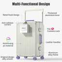 ROPLUS Aluminium Frame Carry on Luggage with Smooth Jelly Wheels, Hardside Zipperless Rolling Suitcase with TSA Lock (WhitePurple, 21-Inch)