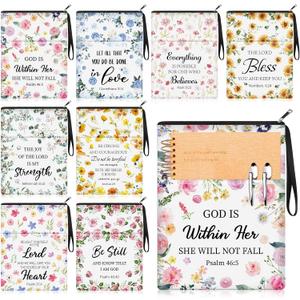 MotiMind 8 Pcs Bible Book Covers with Zipper for Christian Gifts 11 x 8.7 Inch Book Covers Gifts Bulk for Women Bookworm Christian Religious Church Bible Study