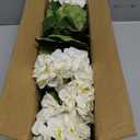 Artificial Geranium Fake Flowers for Outdoors Decoration, 6 Bundles Silk Geraniums White Flower UV Resistant Look Real Faux Plants for Front Door Garden Porch Planter Patio Balcony Yard Indoor Home