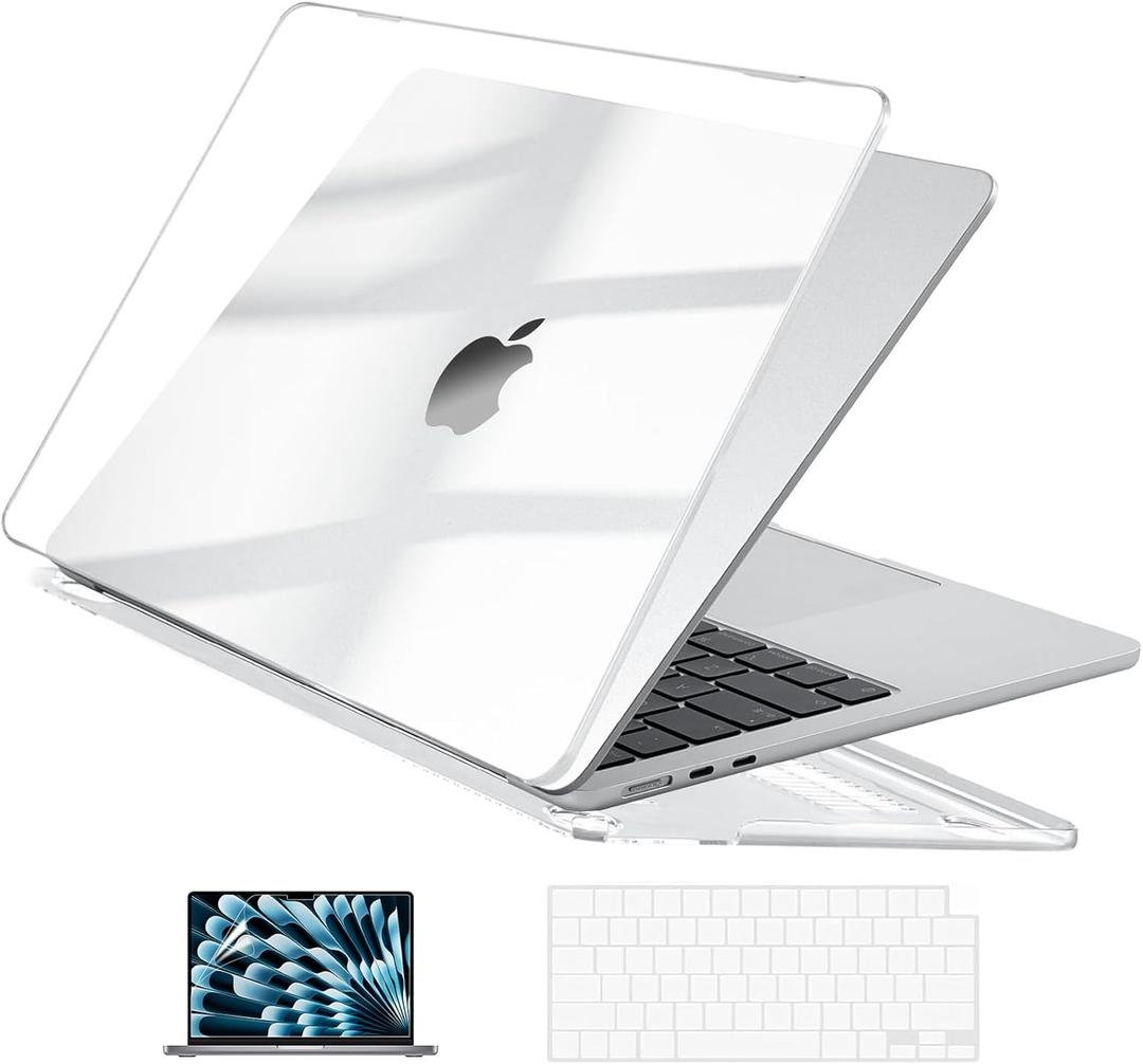 EooCoo Case Compatible with MacBook Air 13 inch M4 2025 2024-2022 Release M3 M2 A3240 A3113 A2681, Hard Shell&Keyboard Skin Cover&Screen Protector for Mac Air 13.6 inch Case, Gloss Clear