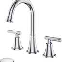 Bathroom Faucets for Sink 3 Hole, Hurran Chrome Bathroom Sink Faucet with Pop-up Drain and Supply Lines, Stainless Steel Lead-Free Widespread Faucet for Vanity RV Farmhouse Sink (8 Inch)