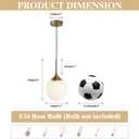 KCO Lighting Mid Century Modern Milk Glass Pendant Light Large White Globe Hanging Light Gold Ceiling Light Fixture 1 Light Pendant Lighting Brushed Brass Hanging Light Fixture