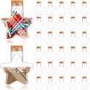 Yinkin 30 Pcs 5.5 oz Star Sand Art Bottles Plastic Clear Sand Bottles with Lids Candy Jars for DIY Craft Party Decoration(Cork Lid)