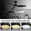 Hoenofly 48 Smart Ceiling Fans with LED Lights Remote,Quiet DC Motor,Dimmable,Outdoor Indoor Modern Ceiling Fan Controlled by WIFI Alexa App,3 Black Blades for Bedroom Living Room Patio Porch
