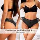 J-pone Lace Thongs for Women Sexy High Waisted Underwear Hollow Out Panties String Criss Cross Thong Multipack (Black, XL)