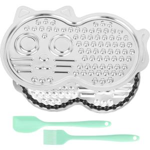 Stainless Steel Lick Mat for Dogs & Cats, Large Pet-Shaped Slow Feeder Pad, Chew-Proof, Non-Slip Licking Mat for Slow Eating, Stress Relief, Whisker Friendly for Cats