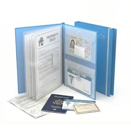 Important Document Organizer, Folders for Documents, Family File Folder Organizer with Elastic Band, Binder Organizer for Paper, Certificates, Passports, Photos, 1 pc