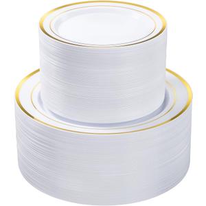 200PCS Gold Plastic Plate, Disposable Party Plates