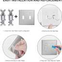 Double Light Switch Cover Metal Wall Plates Toggle Switch Plate Covers 2 Gang Stainless Steel Switch Faceplate, 4-Pack