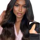 UNICE EasiContour Chestnut Brown Ombre V Part Wigs Human Hair Body Wave with Drawstring Glueless Clip in Vpart Human Hair Wig No Leave Out Beginner Friendly 150% Density 20 Inch