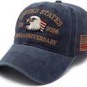 250 Anniversary USA Hat 250th Anniversary USA Baseball Cap Embroidered Patriotic Hat for Men & Women (Blue)
