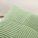 OTOSTAR Set of 1 Decorative Throw Pillow Cover Soft Corduroy Solid Square Pillow Cases Farmhouse Boho Striped Cross Patchwork Textured Cushion Cover for Sofa Car Bed Living Room 24x24 Inch, Sage Green