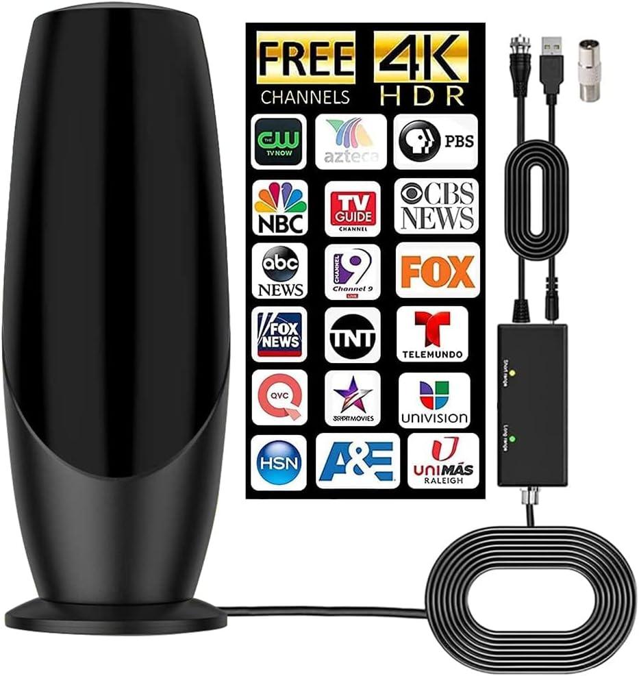 2025 TV Antenna for Smart TV, 900+ Miles Range Digital TV Antenna Indoor Ourdoor with Amplifier Signal Booster for Local Channels 360 Reception 4K 1080P HD VHF UHF for Smart/Old TVs - 36ft Coax Cable