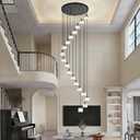18-Light Crystal Raindrop Chandelier, Black, for High Ceilings, Large
