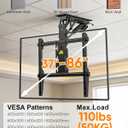 FORGING MOUNT Electric Ceiling TV Mount with Remote, Off-Center VESA Design for 37-86 inch TVs, Holds 110 lbs, VESA 600x600, Heavy Duty Motorized TV Ceiling Mount Flip Down Fits Flat & Pitched Roof