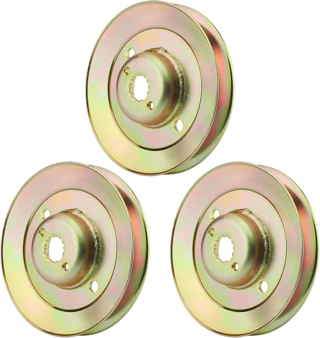 M163464 Deck Spindle Pulley 3 pcs, Compatible with John Deere Z425 Z435 Z445 EZtrak Zero Turn Mowers, Rotary 13542 M154394 Blade Drive Pulley Round 4.9" OD