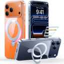 TORRAS Ostand Magnetic for iPhone 17 Pro Max Case, Fit for MagSafe, Sturdy Stand, Military Grade Drop Tested, Camera Control Button, Clear Slim Soft Edge Case for iPhone 17 Pro Max 6.9", Clear