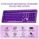 kutethy KY98 Wireless Mechanical Keyboard with Transparent Keycaps,Full Aluminum CNC,Hot-swappable,Pre-lubed Clicky Switches,Gasket Structure,RGB Backlit,BT5.0/2.4G/USB-C Wired (Purple)