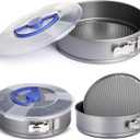 2 Pcs Springform Cheesecake Pan with Lid and Removed Bottom 9 Inch gray Non Stick Round Cake Pan Travel Friendly Carbon Steel Bakeware for Pie Cake Pizza