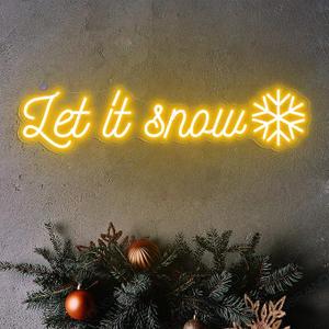 Christmas Neon Sign Let It Snow Xmas Led Light Merry Christmas sign Christmas Decorations Bedroom Snowflake Decor Led Light , 17''