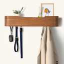 Coat Rack Wall Mount with Hidden Hooks, Wall Hooks with Shelf, Wall Key Holder Mount Wooden Shelf Entryway Hooks for Bedroom Bathroom for Hanging Coats Hats Bags Towels (Walnut, 5 Hooks)