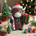 DUQGUHO Cow Christmas Ornaments Xmas Resin Ornament Statue Desk Accessories Christmas Figurines 4 Inch Mini Highland Cow Gifts for Women