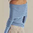 Darong Womens Going Out Y2k Tops Outfits 9126 Blue Black Stripe XS (Blue, XS)