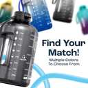 AQUAFIT 1 Gallon Water Bottle with Time Marker - Straw & Chug Lid - BPA Free Gym Water Bottle with Straw - Big Gallon Jug (Gray, 128 oz - 2 Lids)