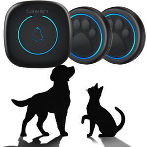 Soft Ring Blk Dog Bells to Go Outside - Wireless Dog Door Bell with 1000ft Range, 60 Melodies, LED, Waterproof Potty Training Bell for Dogs - Dog Door Bells for Potty Training(2 Bells & 1 Receiver)