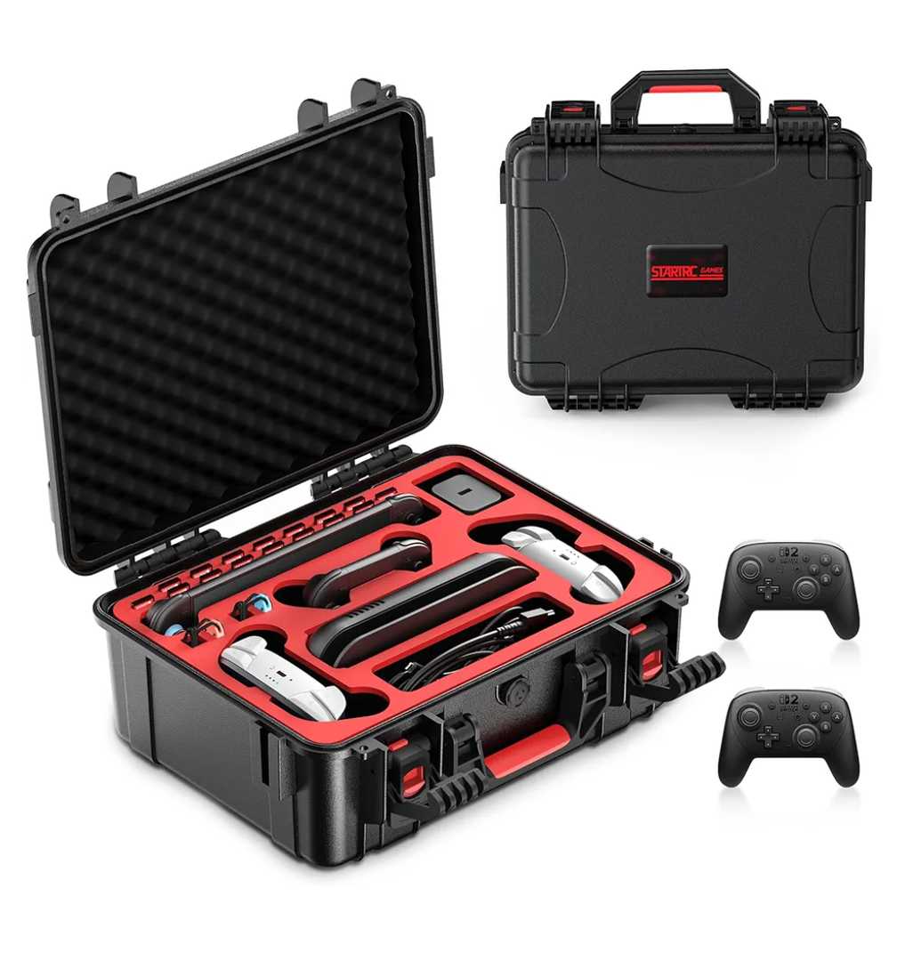 STARTRC GAMES Hard Carrying Case for Nintendo Switch 2, Waterproof Hard Travel Case for Nintendo Switch 2 Console, 2 Pro Controllers, 16 Game Cards and Other Accessories