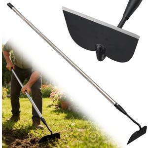 Garden Hoe for Weeding, Heavy Duty Draw Hoe Garden Tool for Plowing,Cultivating,Trenching, Ridging,Tilling Loosening Soil,Scraping Weeder with 60 Handle for Stand Gardening, Reduce Back Strain (66")