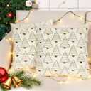 HUGOMOVA Christmas Pillow Covers 18x18 inch Set of 2 Christmas Decorations Soft Plush Faux Fur Wool Beige Xmas Tree Throw Pillow Cases Winter Holiday Decor for Sofa Living Room