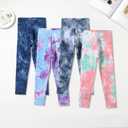4 Pack Girls Printed Leggings Soft Yoga Pants Kids Tie-Dye Leggings (5-6 Years, Multicolor 1)