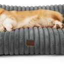 Bedsure ComfyFleece Cute Dog Couch for Medium Dogs - As Seen on TV on Good Day New York, Dog Couch Bed with Removable, Washable Cover, Supportive Pet Sofa, for Medium Large Dogs, 36inch, Warm Grey (36x27x10")