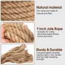 Jute Rope, 20mm Thick Twisted Manila Ropes,Tug of War Rope, Natural Heavy Duty Hemp Rope for Swing Bed, Crafts, Railing, Tug of War, Home Decorating (20mm,50ft)