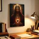 Framed Sacred Heart of Jesus Wall Art - Divine Mercy Canvas Painting, Christ Jesus Portrait Christian Wall Decor, Catholic Religious Artwork for Living Room Bedroom Prayer Room, 16x24in