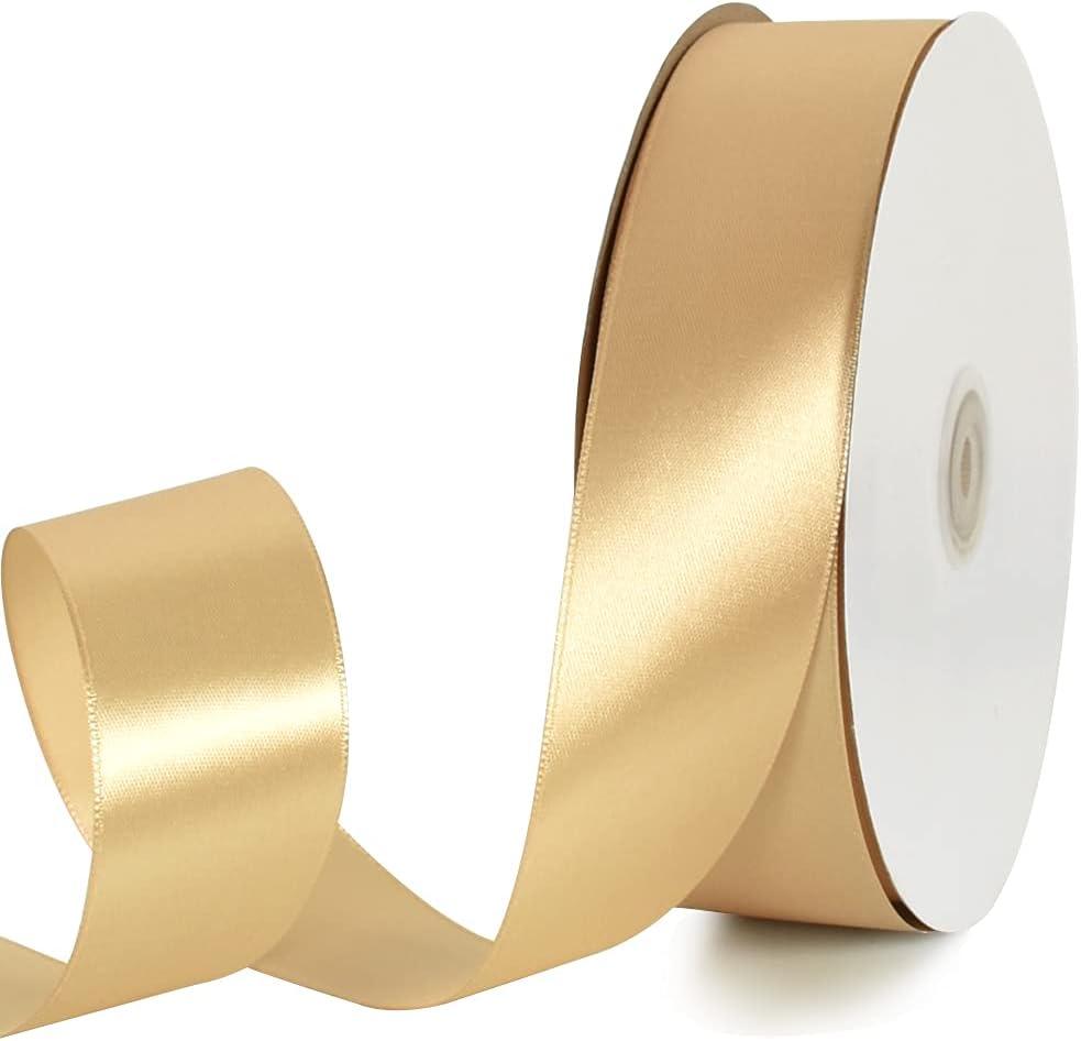TONIFUL Gold Satin Ribbons - 1-1/2 Inch 100 Yards Satin Ribbons for Gift Wrapping Flowers Bouquets Wrapping for Chair Sash Birthday Valentine's Day Wedding Christmas Party Decorations