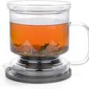 Glass Tea Infuser Loose Leaf Brewer Cup with Lid Premium Glass Steeper for Loose Leaf with Coaster | Easy Brew & Clean, BPA-Free, Innovation Smart Tea Maker for Daily Brewing | 17oz