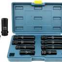 8 Piece Spline Lug Nut Socket Set, SAE & Metric Wheel Lock Removal Kit for Removing Spline and Hex Style Aftermarket Lug Nuts