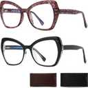 1/2/4/5 Pack Computer Reading Glasses Blue Light Blocking Readers Spring Hinge for Women Men (Square 2 Pack (Black+wine Brown))